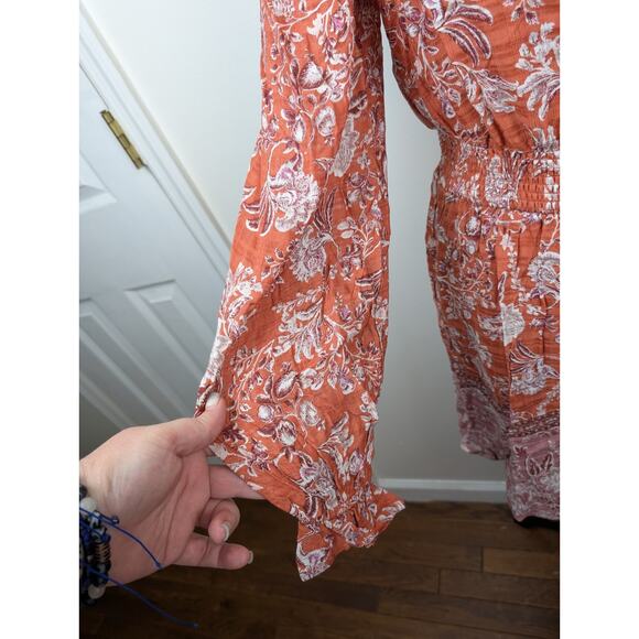 Wonderly Women's Floral Bohemian Flare Sleeve Midi Cottage Dress Sz M - Picture 3 of 5